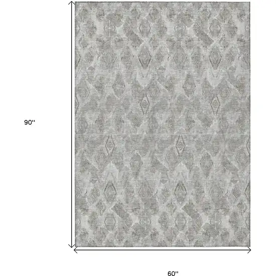 Silver Gray And Pewter Geometric Washable Indoor Outdoor Area Rug Photo 3