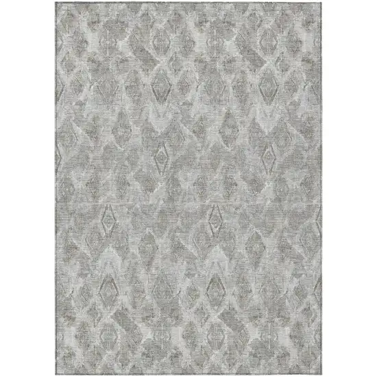 Silver Gray And Pewter Geometric Washable Indoor Outdoor Area Rug Photo 2
