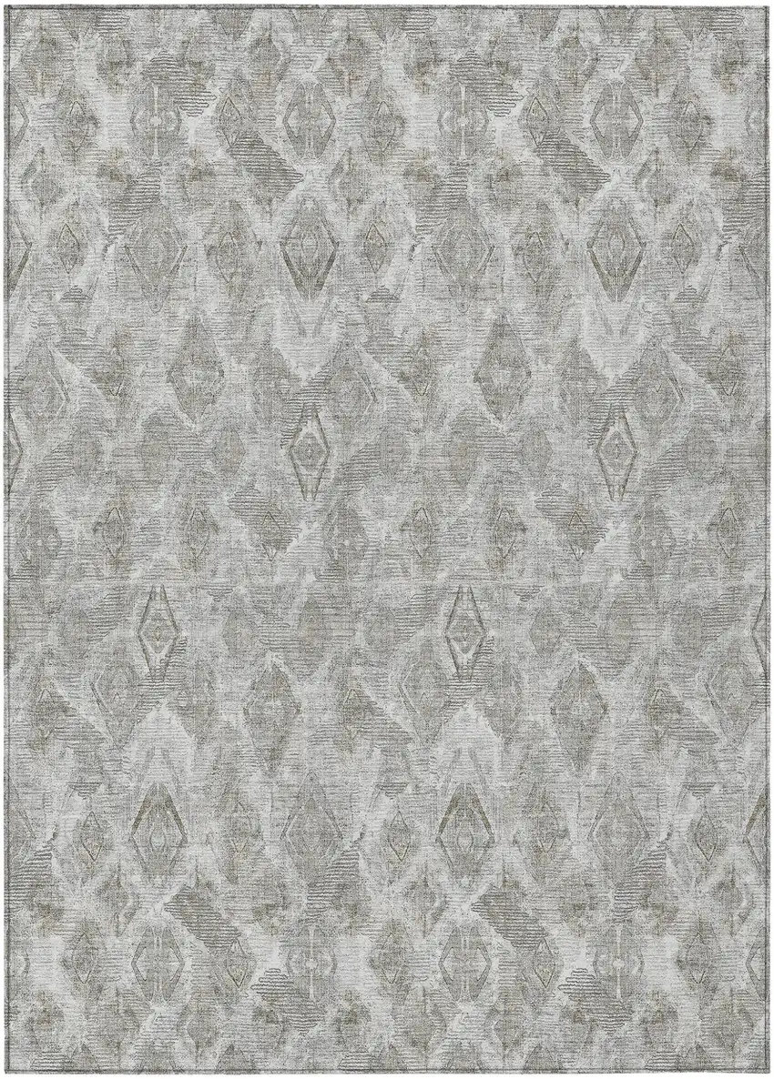 Silver Gray And Pewter Geometric Washable Indoor Outdoor Area Rug Photo 2