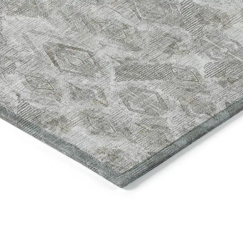 Silver Gray And Pewter Geometric Washable Indoor Outdoor Area Rug Photo 4