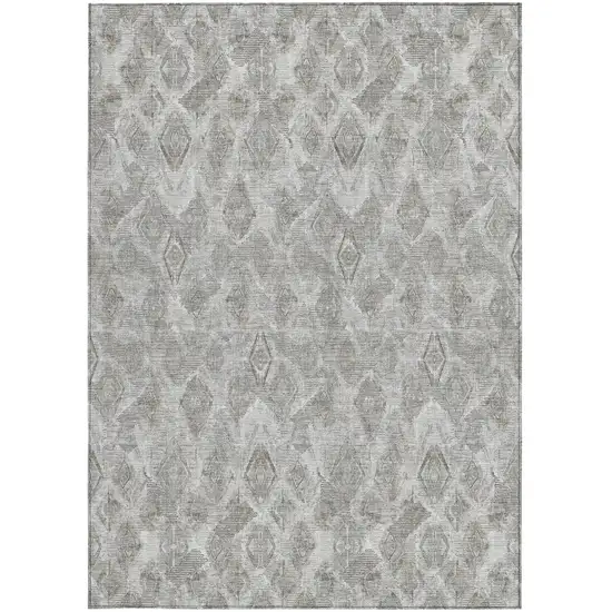 Silver Gray And Pewter Geometric Washable Indoor Outdoor Area Rug Photo 5