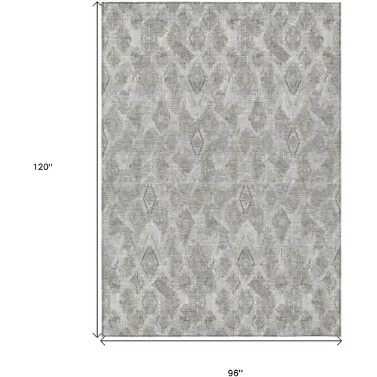 Silver Gray And Pewter Geometric Washable Indoor Outdoor Area Rug Photo 3