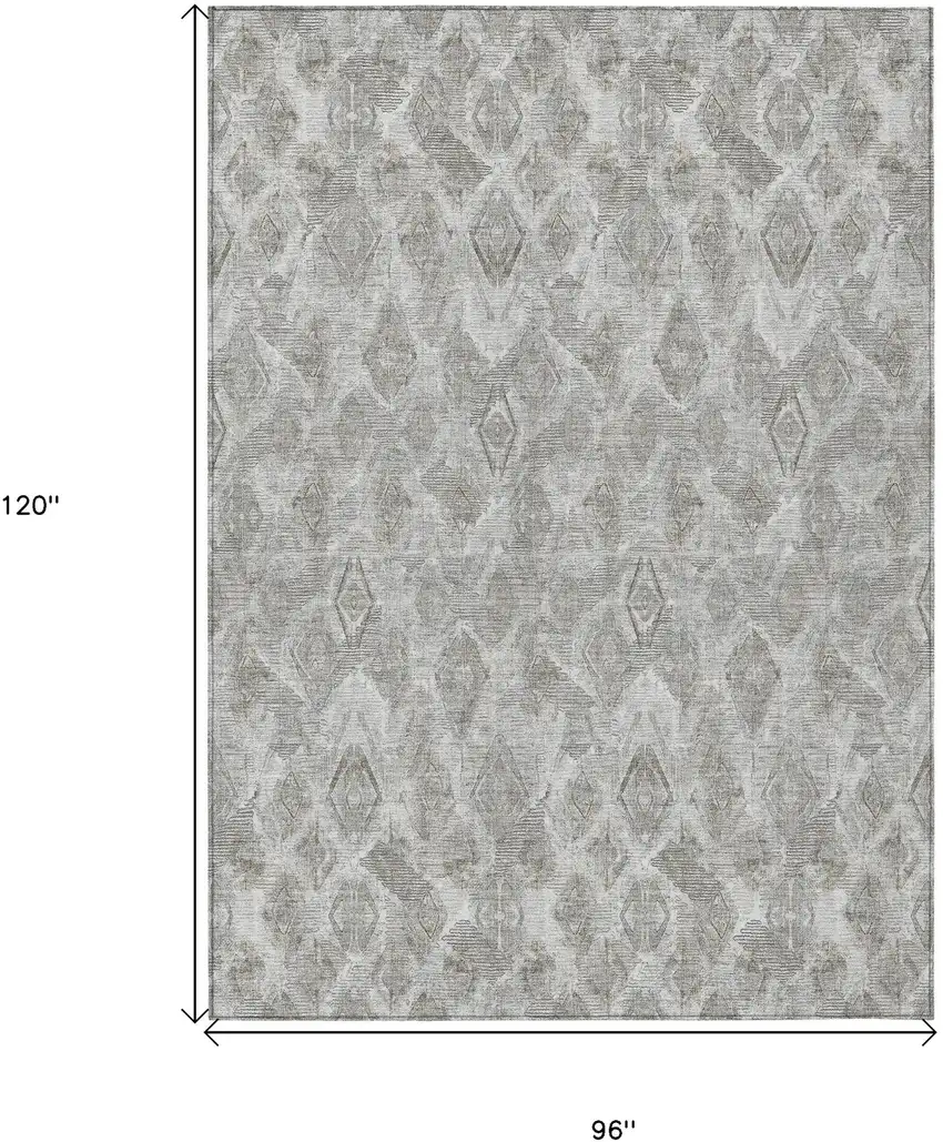 Silver Gray And Pewter Geometric Washable Indoor Outdoor Area Rug Photo 3
