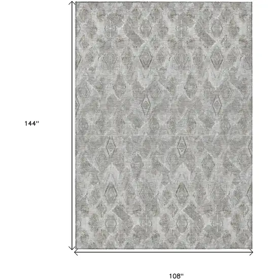Silver Gray And Pewter Geometric Washable Indoor Outdoor Area Rug Photo 3