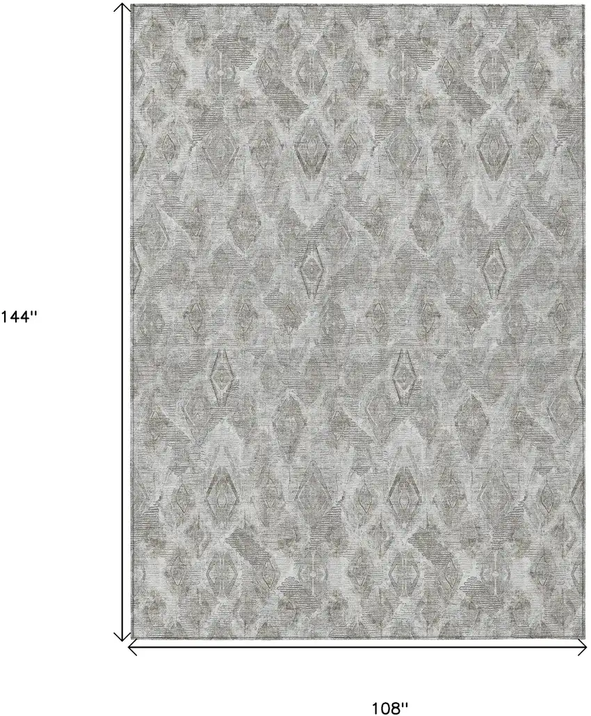 Silver Gray And Pewter Geometric Washable Indoor Outdoor Area Rug Photo 3
