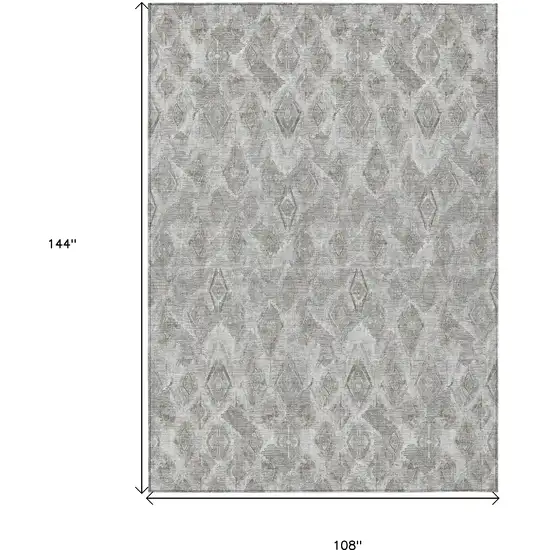 Silver Gray And Pewter Geometric Washable Indoor Outdoor Area Rug Photo 3