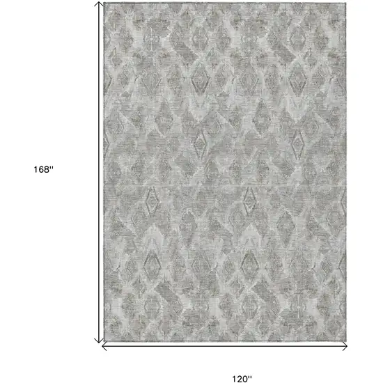 Silver Gray And Pewter Geometric Washable Indoor Outdoor Area Rug Photo 3