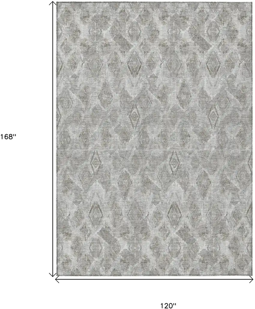 Silver Gray And Pewter Geometric Washable Indoor Outdoor Area Rug Photo 3