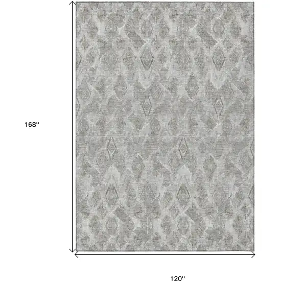 Silver Gray And Pewter Geometric Washable Indoor Outdoor Area Rug Photo 3