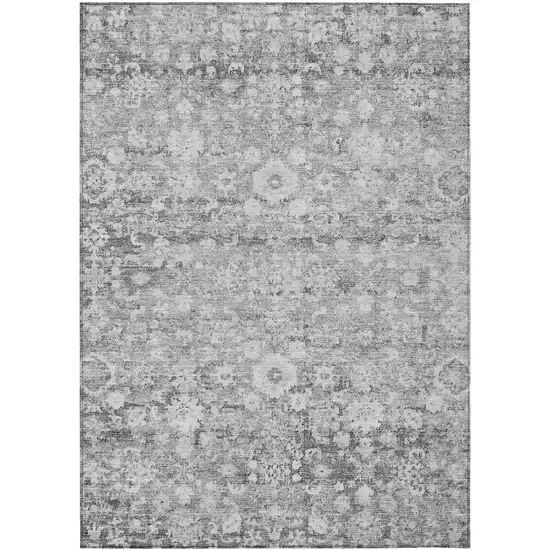 Silver Gray And Pewter Oriental Washable Indoor Outdoor Area Rug Photo 1