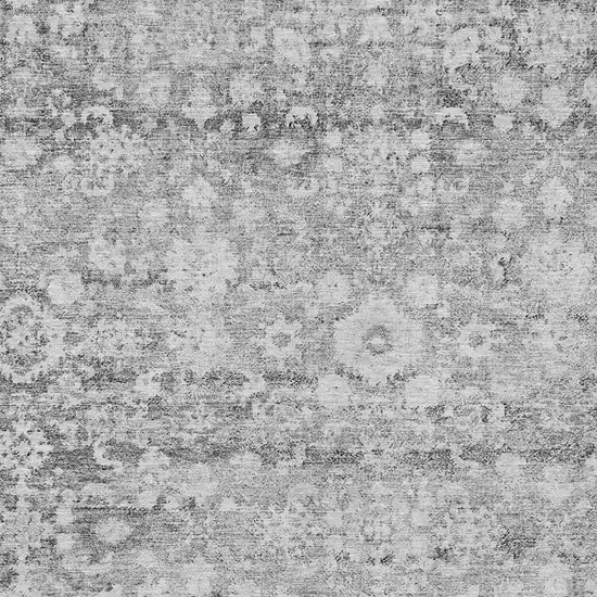 Silver Gray And Pewter Oriental Washable Indoor Outdoor Area Rug Photo 5