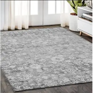 Photo of Silver Gray And Pewter Oriental Washable Indoor Outdoor Area Rug