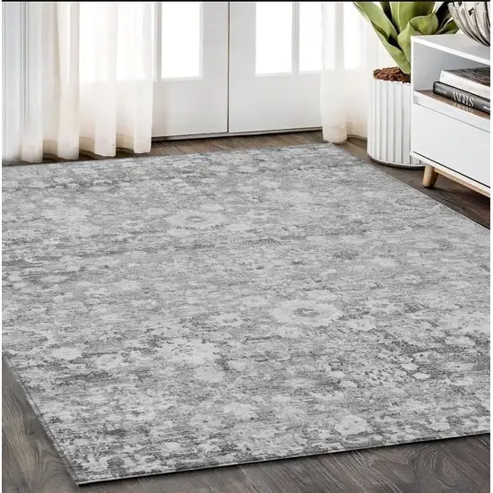 Silver Gray And Pewter Oriental Washable Indoor Outdoor Area Rug Photo 8