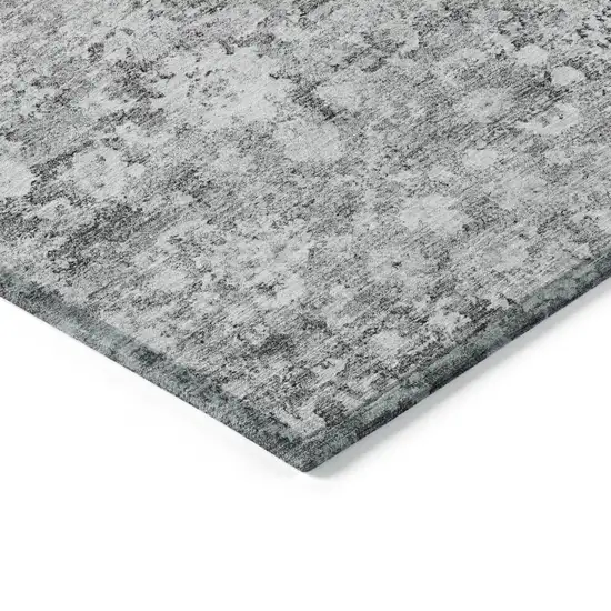 Silver Gray And Pewter Oriental Washable Indoor Outdoor Area Rug Photo 4