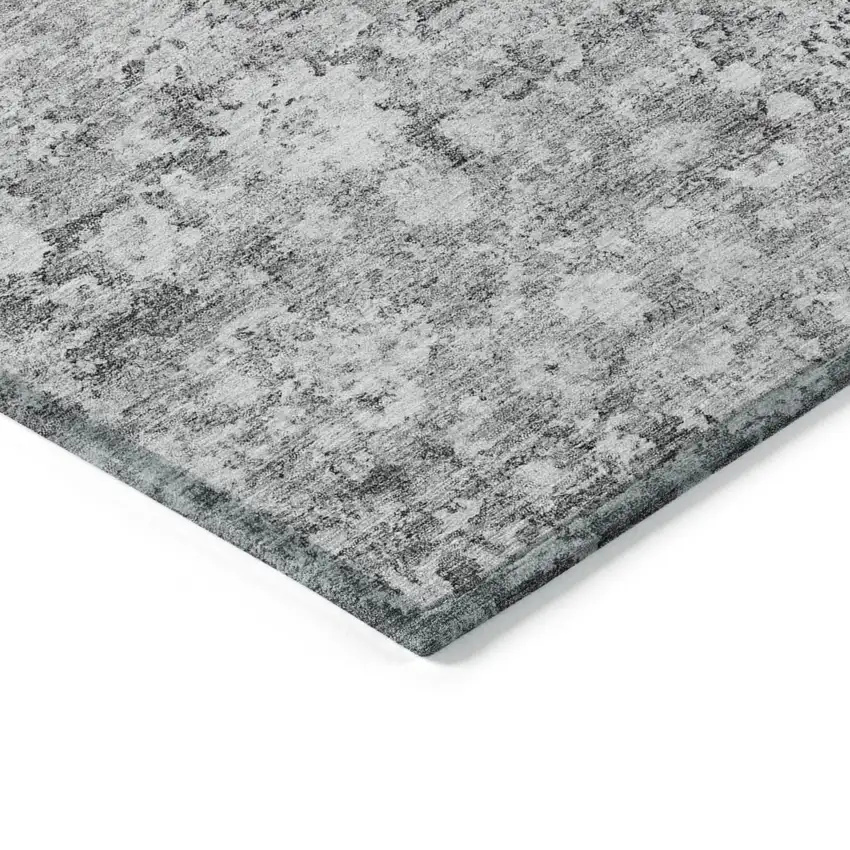 Silver Gray And Pewter Oriental Washable Indoor Outdoor Area Rug Photo 4