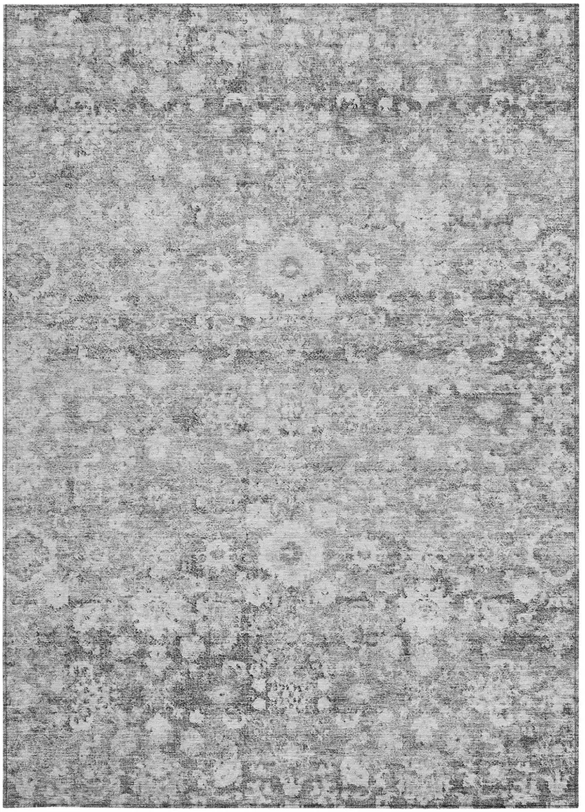 Silver Gray And Pewter Oriental Washable Indoor Outdoor Area Rug Photo 5