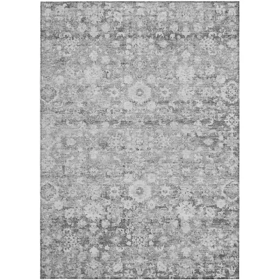 Silver Gray And Pewter Oriental Washable Indoor Outdoor Area Rug Photo 5