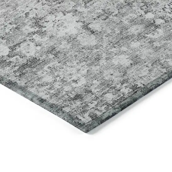 Silver Gray And Pewter Oriental Washable Indoor Outdoor Area Rug Photo 4
