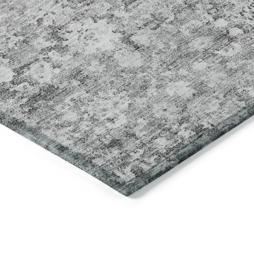 Silver Gray And Pewter Oriental Washable Indoor Outdoor Area Rug Photo 4