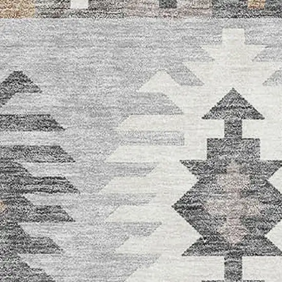Silver Gray And Taupe Southwestern Washable Area Rug With UV Protection Photo 2