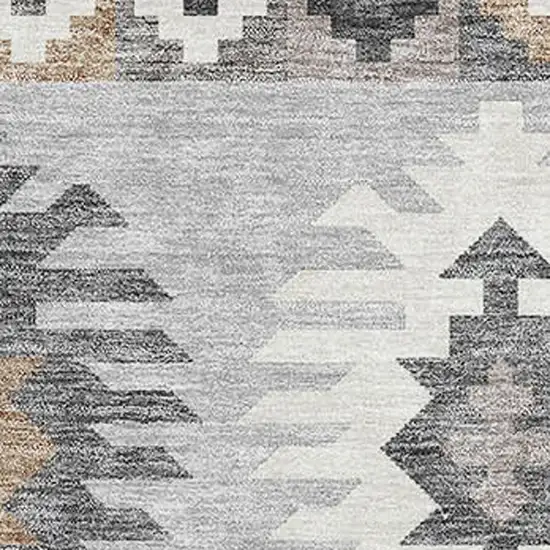 Silver Gray And Taupe Southwestern Washable Area Rug With UV Protection Photo 2