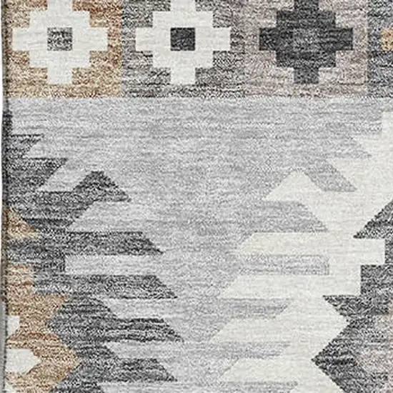 Silver Gray And Taupe Southwestern Washable Area Rug With UV Protection Photo 2
