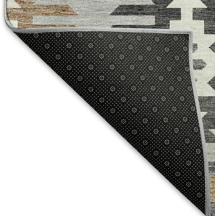 Silver Gray And Taupe Southwestern Washable Area Rug With UV Protection Photo 6