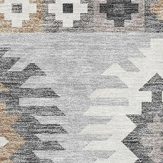 Silver Gray And Taupe Southwestern Washable Area Rug With UV Protection Photo 2