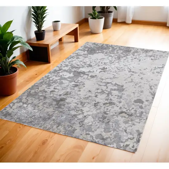 Silver Gray And White Abstract Area Rug Photo 2