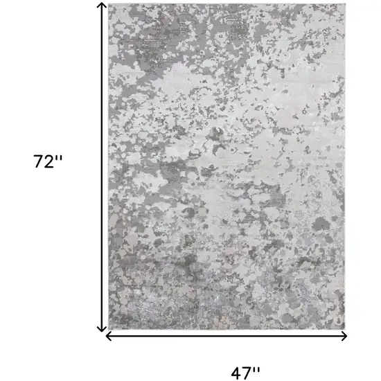 Silver Gray And White Abstract Area Rug Photo 8