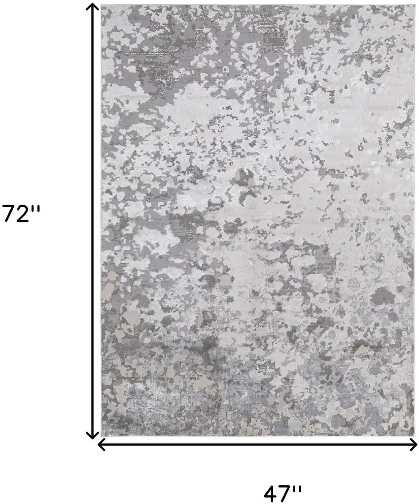 Silver Gray And White Abstract Area Rug Photo 8