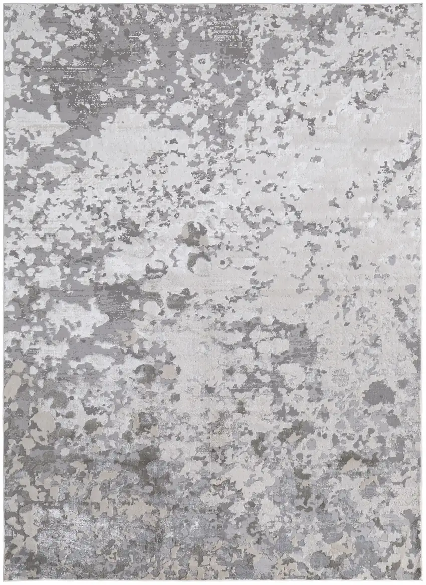 Silver Gray And White Abstract Area Rug Photo 1