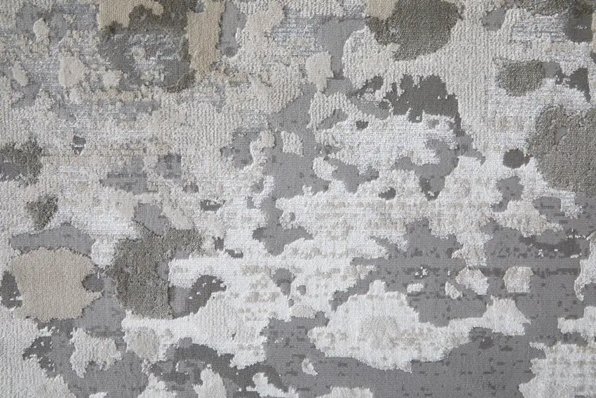 Silver Gray And White Abstract Area Rug Photo 4