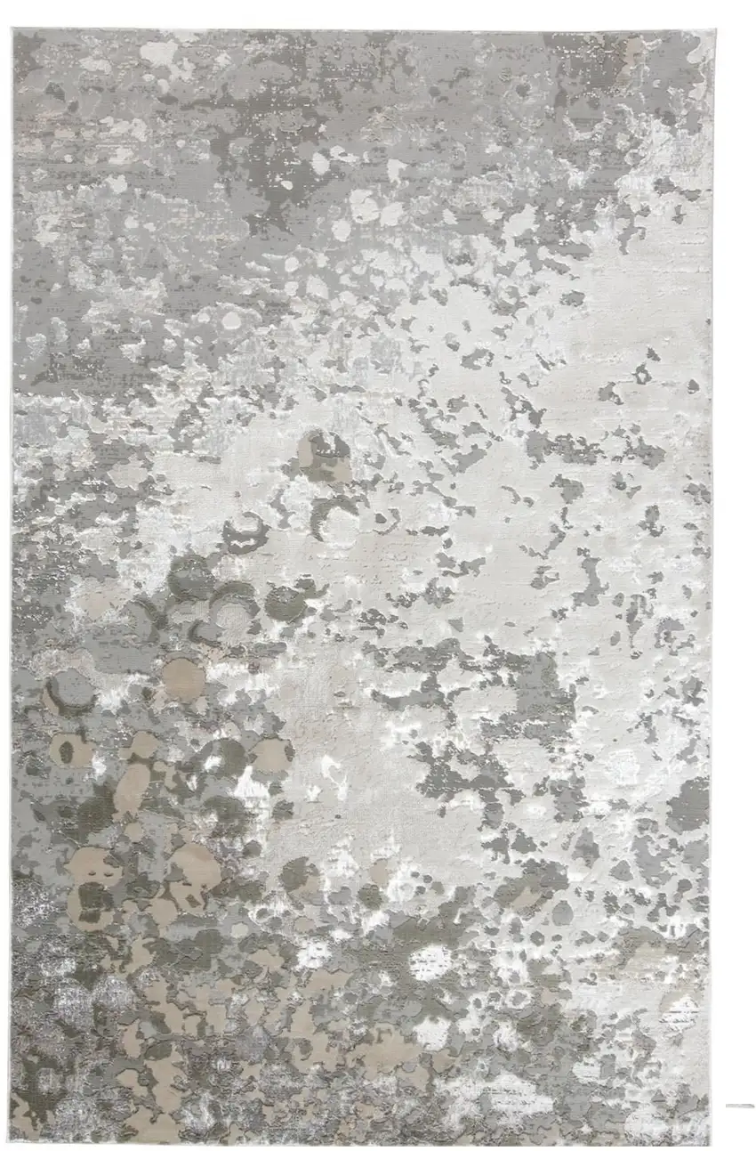 Silver and Gray Abstract Non Skid Area Rug Photo 9