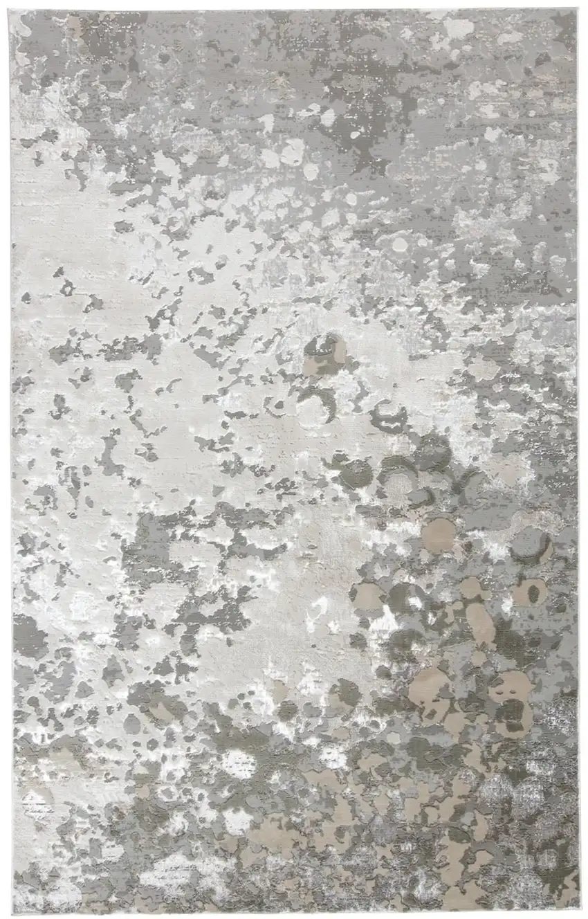 Silver and Gray Abstract Non Skid Area Rug Photo 4