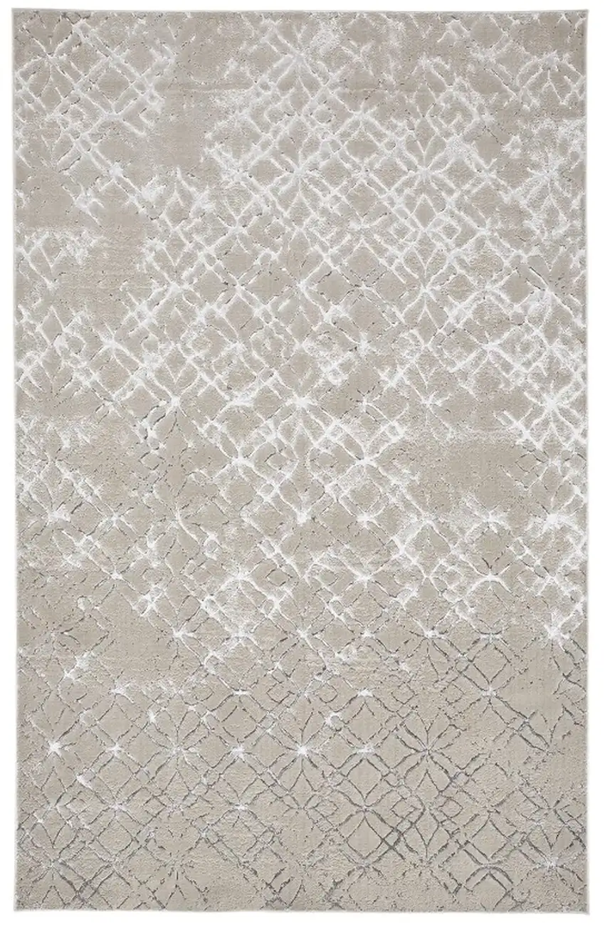 Silver Gray And White Abstract Stain Resistant Area Rug Photo 2