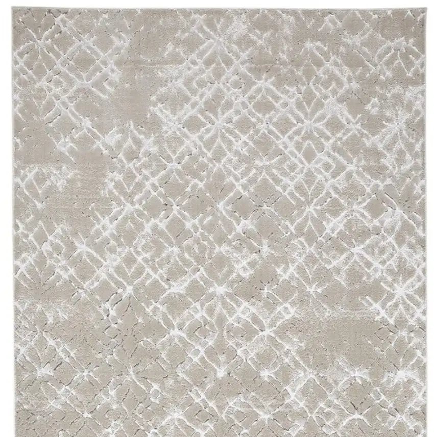 Silver Gray And White Abstract Stain Resistant Area Rug Photo 6