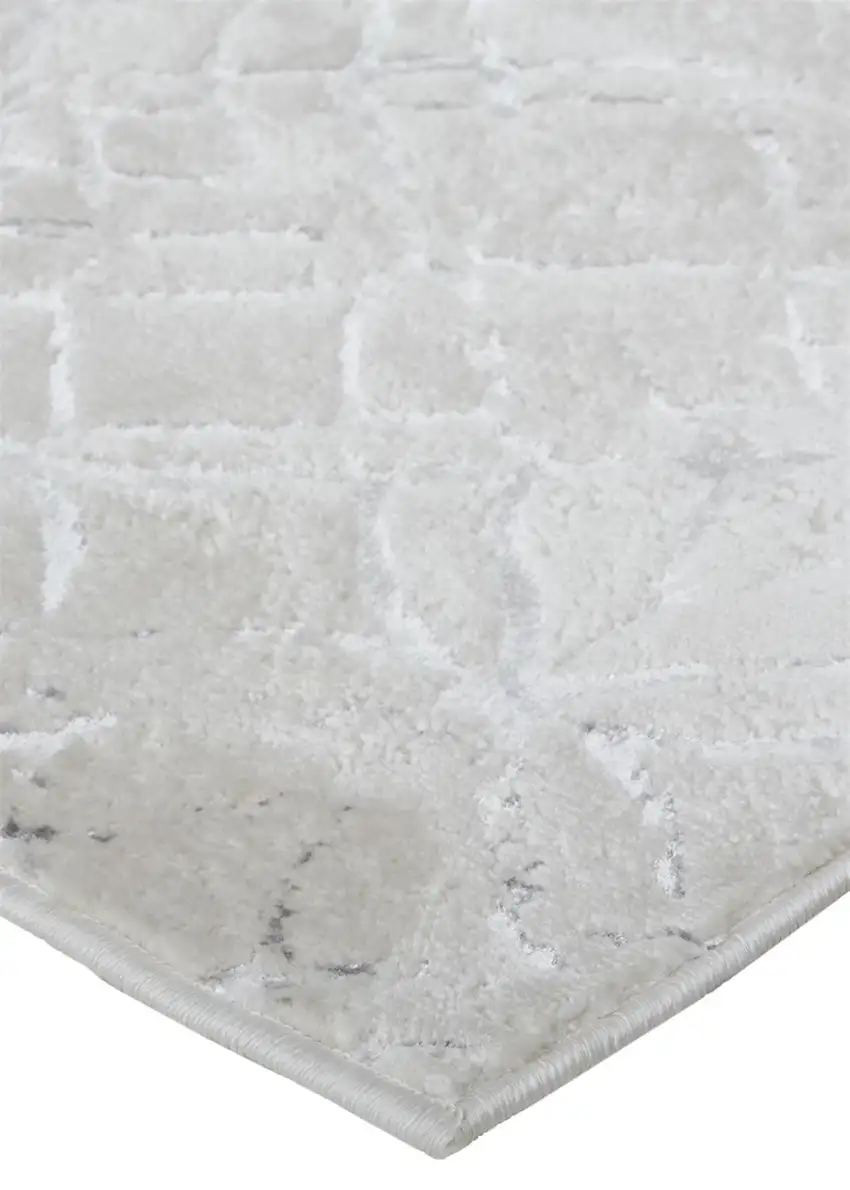 Silver Gray And White Abstract Stain Resistant Area Rug Photo 7