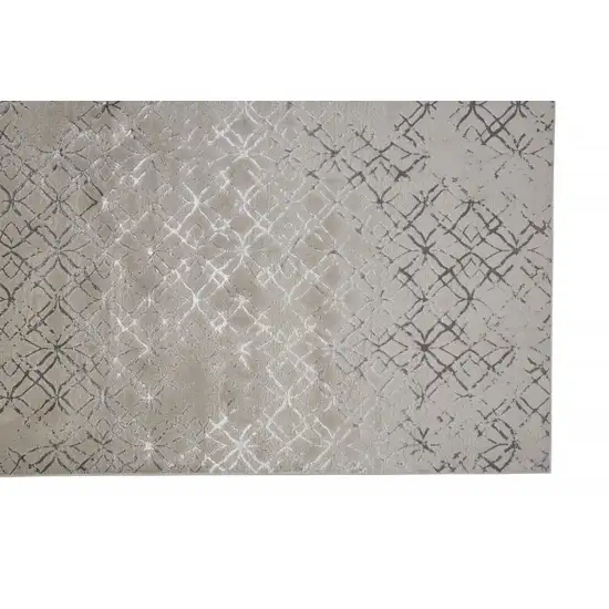 Tan Silver And Gray Quatrefoil Area Rug Photo 8