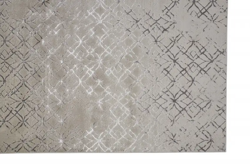 Tan Silver And Gray Quatrefoil Area Rug Photo 8