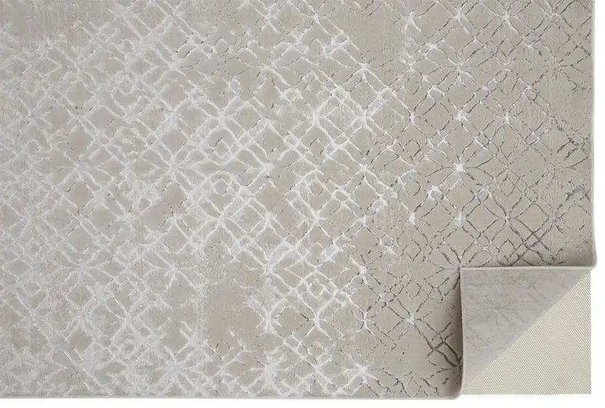 Silver Gray And White Abstract Stain Resistant Area Rug Photo 8