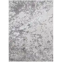 Photo of Silver Gray And White Abstract Stain Resistant Area Rug