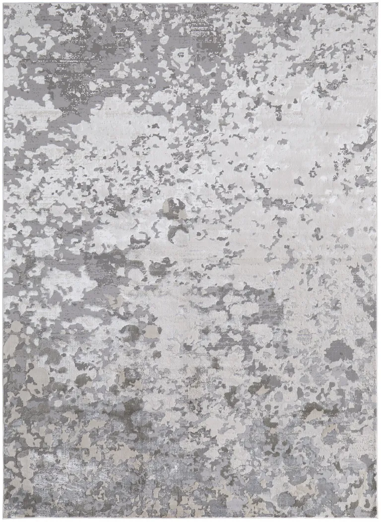 Silver Gray And White Abstract Stain Resistant Area Rug Photo 4