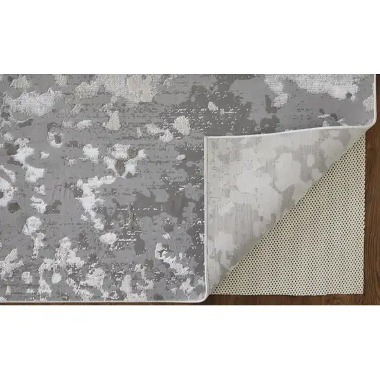 Silver Gray And White Abstract Stain Resistant Area Rug Photo 4