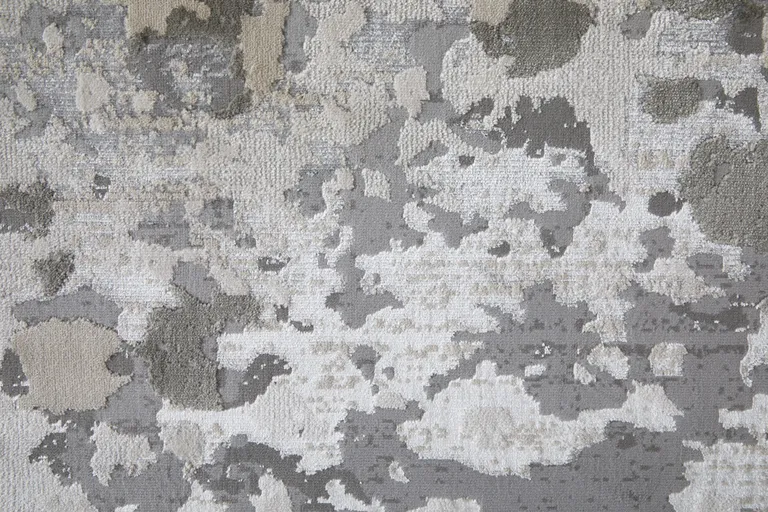 Silver Gray And White Abstract Stain Resistant Area Rug Photo 3