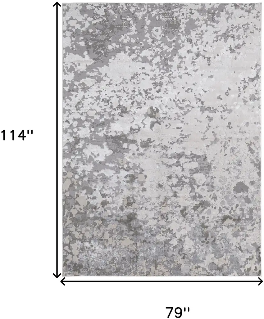 Silver Gray And White Abstract Stain Resistant Area Rug Photo 3