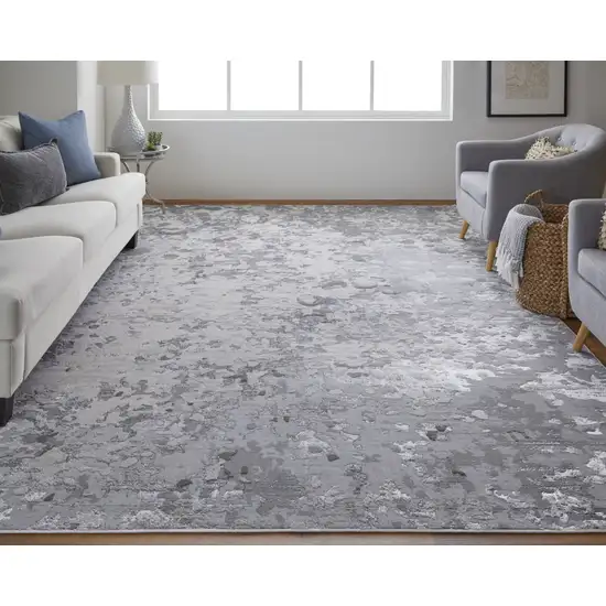 Silver Gray And White Abstract Stain Resistant Area Rug Photo 7