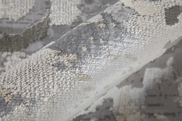 Silver Gray And White Abstract Stain Resistant Area Rug Photo 2