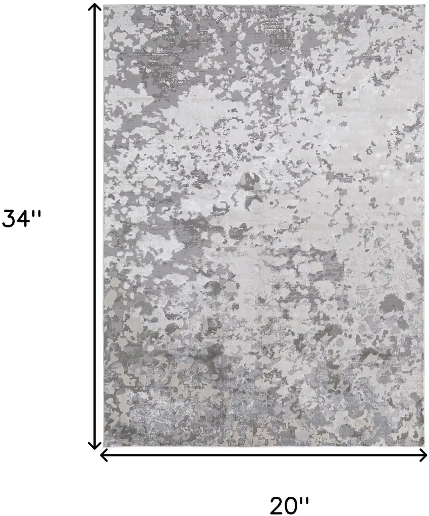 Silver Gray And White Abstract Stain Resistant Area Rug Photo 10