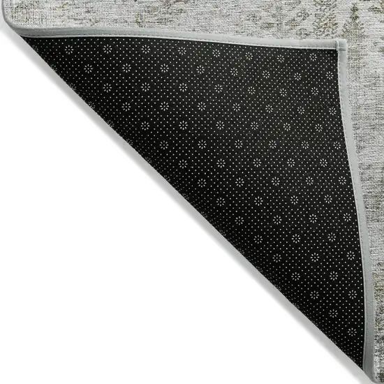 Silver Green And Gray Floral Washable Indoor Outdoor Area Rug Photo 3